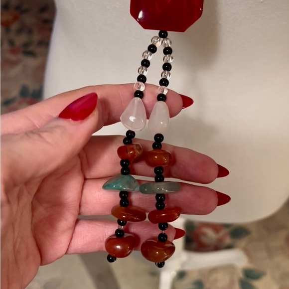 Vibrant Red and Orange Beaded Necklace - Picture 9 of 9